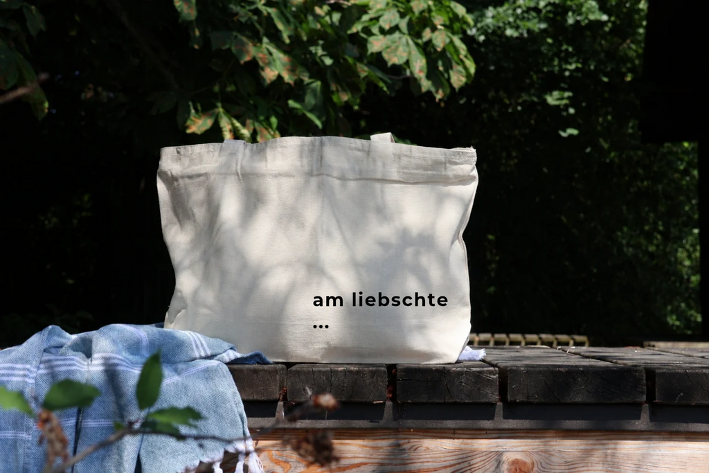 grossi Täsche mit Riissverschluss | met dim eigene 'am liebschte...' Spruch