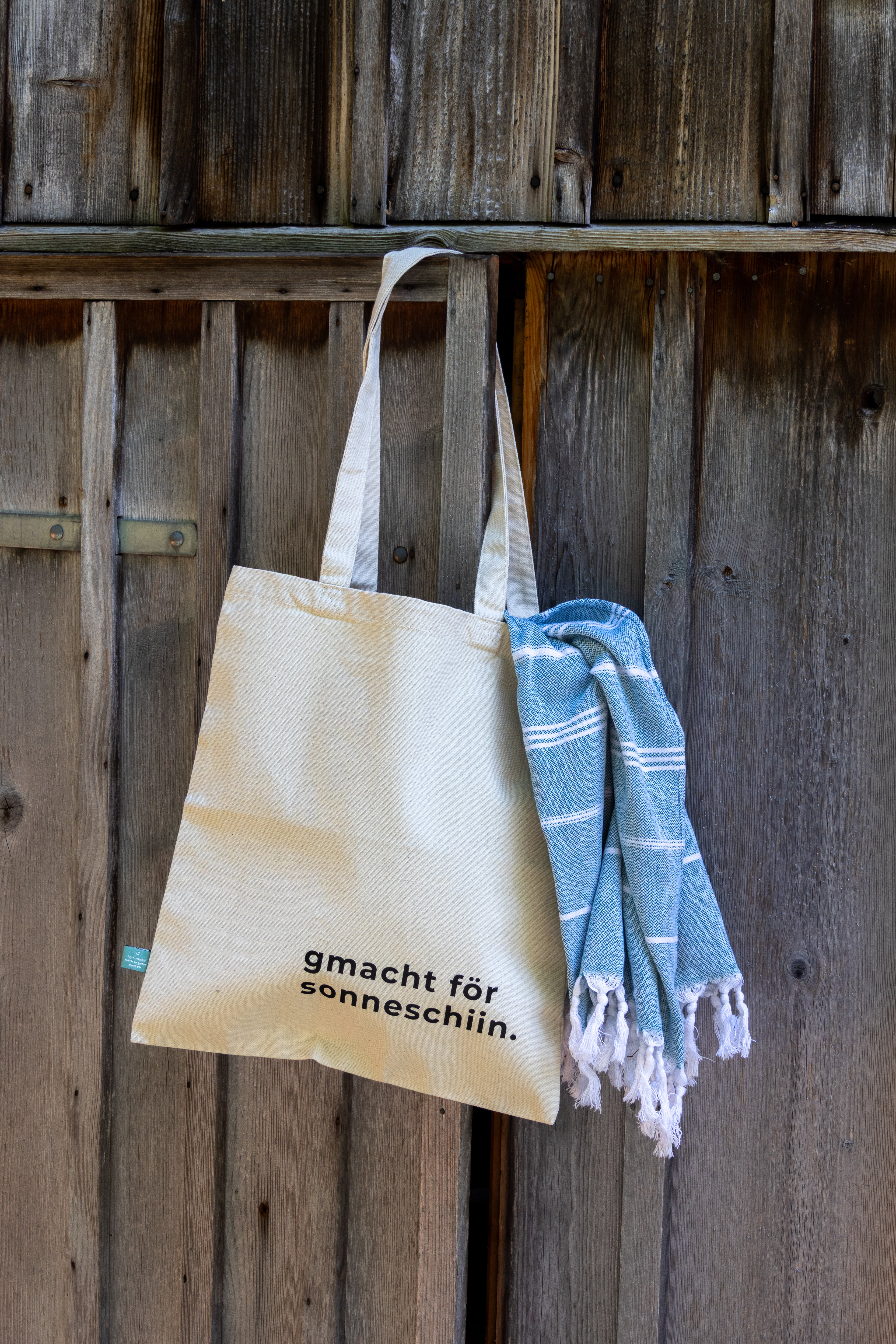 gmacht för sonneschiin. | Stofftäsche